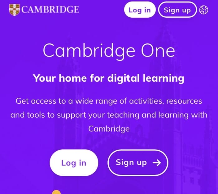 Cambridge Oneトップ画面