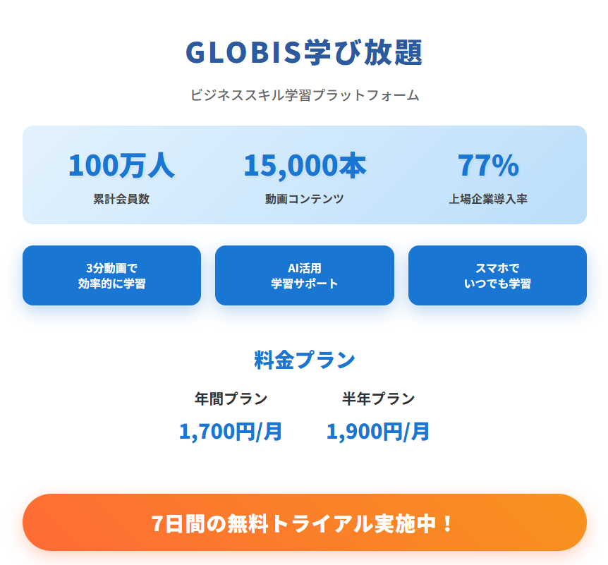 グロービス提供のGLOBIS学び放題まとめ